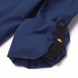 Camisa de popelina azul marino de manga larga con bolsillo en el pecho, mangas enrollables con trabilla y dobladillo camisero.