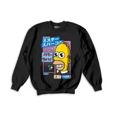 Buzo negro de cuello redondo y manga larga con estampa frontal estilo anime de Homero Simpson como Mr. Sparkle.