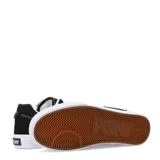 Championes urbanos Pony de corte bajo, color negro con detalles en blanco, confeccionados en gamuza con suela de goma blanca y cierre de cordones.