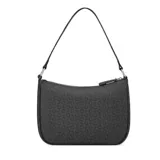 Cartera Guess modelo Granby de formato estructurado, color negro con estampado de monograma de la marca. Cuenta con cierre superior, correa ajustable para llevar al hombro o cruzada y logo metálico frontal.