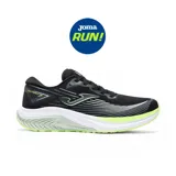 Championes de running Joma Victory para hombre, color negro con detalles en verde lima y blanco, capellada de malla transpirable y suela de caucho.