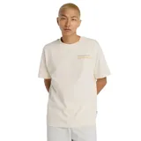 Remera de algodón de corte clásico y cuello redondo, color blanco, con estampado gráfico minimalista en el pecho que incluye la frase 'The Intelligent Choice' sobre una línea horizontal amarilla.