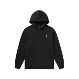 Canguro Nike Jordan Brooklyn Fleece de color negro, con capucha, bolsillo frontal tipo canguro y el logo Jumpman bordado en blanco en el pecho.