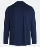 Remera deportiva de manga larga con cuello redondo, confeccionada en tejido de malla de poliéster. Presenta un diseño con estampado geométrico tipo delta punteado en el pecho.