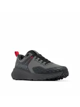 Championes de trekking Columbia modelo Konos Trs Omni-Max, color gris con detalles en negro y rojo, confeccionados con empeine de malla técnica y suela con tecnología Adapt Trax.