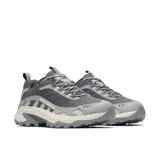 Sneakers de trekking Merrell Moab Speed 2 Sport, color gris con suela blanca y detalles en negro. Confeccionados en nailon ripstop y TPU, cuentan con suela Vibram TC5+ y tecnología FlexPlate.