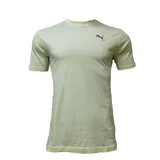 Remera de algodón color amarillo claro, con cuello redondo, mangas cortas y logo de la marca estampado en el pecho.