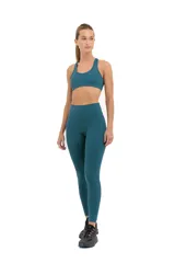 Calza larga de lycra color azul petróleo, con cintura alta y corte ajustado.