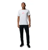 Remera técnica Columbia para hombre, color blanco, de manga corta y cuello redondo. Presenta un pequeño estampado gráfico rojo en el pecho con diseño de montañas y el logotipo de la marca.