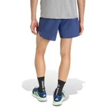 Short deportivo Adidas de running, color azul, con cintura elástica y logo reflectante en la parte inferior.