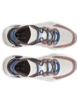 Championes Under Armour modelo UA Halo Trainer, en tonos blanco, marrón y azul, con entresuela voluminosa y amortiguación HOVR.