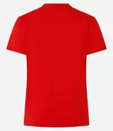 Remera básica de manga corta y cuello redondo, confeccionada en algodón de color celeste.