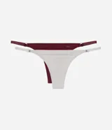 Kit de dos bombachas colaless de microfibra, una blanca y otra bordó, con laterales finos y ajustables, diseño de hilo y sin estampado.