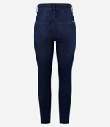 Pantalón skinny jeans de tiro alto con roturas y barra deshilachada.