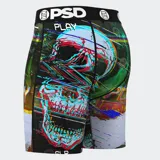 Calzoncillos bóxer de hombre PSD con estampado de calavera y diseño multicolor.