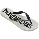 Ojotas Havaianas Top Logomania 2, color negro con logo en blanco y detalles en rojo.