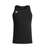 Musculosa deportiva Adidas línea Adizero, color negro, con diseño sin mangas y logo de la marca en blanco en el pecho.