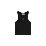 Musculosa de canalé negra Eme Studios, modelo Anny, de corte ajustado con cuello redondo y pequeño logo bordado en el pecho.