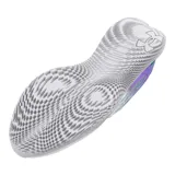 Championes de running Under Armour Flow Velociti, con tecnología de amortiguación Flow de una sola pieza y parte superior Warp para mayor sujeción y transpirabilidad. Diseño en tonos blanco, violeta y verde agua.