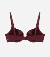 Soutien push-up de microfibra color marrón, con copas moldeadas y tirantes ajustables.