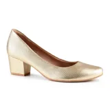 Zapato de vestir Usaflex Sofia de cuero sintético negro, con punta redondeada y taco cuadrado bajo.