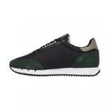 Championes urbanos Armani EA7, modelo de estilo vintage, color negro con detalles en blanco. Presentan el logo de la marca estampado en el lateral y en la lengüeta, con combinación de materiales textiles y gamuza, y suela de goma dentada.