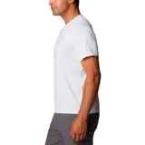 Remera de senderismo Columbia Hike Crew Omni-Wick de color blanco, con cuello redondo y mangas cortas. Cuenta con tecnología de secado rápido y absorción de humedad, además de un sutil logo de la marca estampado en el pecho.