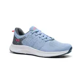 Championes deportivos American Sport, color celeste con detalles en gris, rosa y blanco.