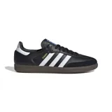Championes Adidas Samba OG unisex, color negro con detalles en blanco y suela marrón.