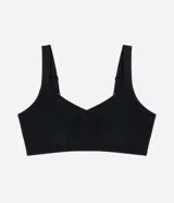 Soutien de microfibra color negro, sin aro, con copa flexible y diseño de corte láser para mayor comodidad.
