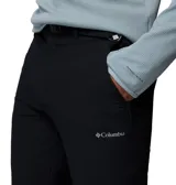 Pantalón de senderismo Columbia modelo Essential Hike para hombre, color negro, con tecnología Omni-Shield™ repelente al agua y manchas, cinturón integrado y dobladillo ajustable con cordón.