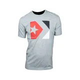 Remera gris de algodón con estampa del logo Converse Star Chevron en rojo, negro y blanco.