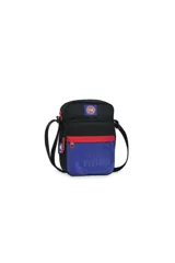Morral deportivo con diseño de los Detroit Pistons, confeccionado en nylon. Presenta un compartimento principal con cierre, un bolsillo frontal con detalle en rojo y correa regulable para el hombro.