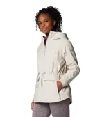 Chaqueta impermeable Columbia con tecnología Omni-Tech, forro polar interior, capucha fija, cintura ajustable con cordón y bolsillos laterales de doble entrada.