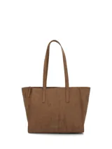 Cartera tipo tote de Hush Puppies en color caramelo, con diseño estructurado, doble asa de hombro y cierre superior.