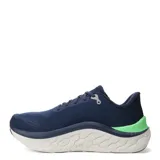 Championes New Balance Running Course, color azul marino con detalles en verde y suela blanca.