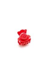 Broche para el pelo tipo clip con diseño de rosa en relieve, color rojo brillante.