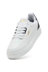 Championes Puma Shuffle Downtown, color blanco con detalles en negro y dorado.