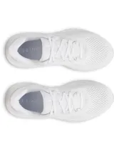 Championes de running Under Armour modelo Infinite Pro 2, color blanco total. Presentan una parte superior de malla técnica transpirable, amortiguación UA HOVR+ para mayor retorno de energía y una suela de goma diseñada para durabilidad y rebote.