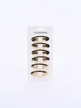 Set de seis hebillas doradas para el pelo, tipo sapitos.