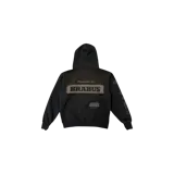 Hoodie negro de colaboración Travis Scott x Brabus, con capucha, mangas largas y estampados gráficos en la espalda y mangas.