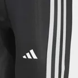 Calza deportiva de compresión Adidas Techfit, color negro, con cintura elástica que lleva la inscripción "TECHFIT" en blanco. Presenta las tres franjas características de Adidas en blanco a lo largo de las piernas.