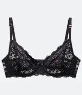 Soutien de encaje floral color verde agua, sin relleno y con aro.