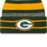 Gorro de lana New Era del equipo de fútbol americano Green Bay Packers, con pompón en la parte superior y logo del equipo bordado en el frente.