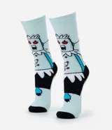Par de medias de algodón color celeste, con diseño de Rosita la Robot de Los Supersónicos. Tienen puño ajustado para una mejor fijación.