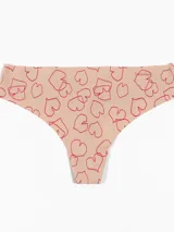 Colaless color piel con estampado de corazones rojos y logo de Calvin Klein en la cintura.