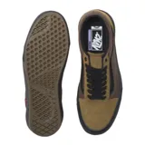 Championes Vans modelo BMX Old Skool, con diseño en tonos marrón y verde oliva. Presenta la icónica banda lateral en color negro, cordones negros y suela de goma negra reforzada. Incluye etiqueta lateral con logo.