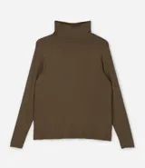 Blusa de manga larga con cuello alto, confeccionada en tejido de viscosa con elastano, de diseño liso y ajuste al cuerpo.