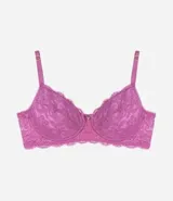 Soutien gris de encaje floral, sin copa y con aro. Breteles finos ajustables y cierre trasero.