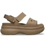 Sandalias Crocs modelo Soho, color marrón, con plataforma alta, plantilla LiteRide™, parte superior de TPU con orificios para dijes Jibbitz y tiras ajustables.